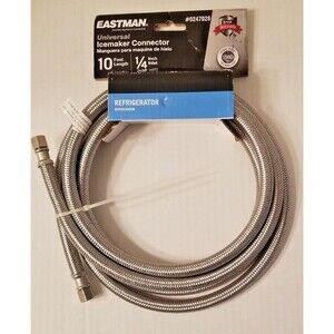 Universal Ice Maker Connector Hose 10 Feet 5 Year Warranty Steel Flex 1500 PSI